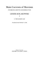 Main Currents of Marxism: The golden age Cover